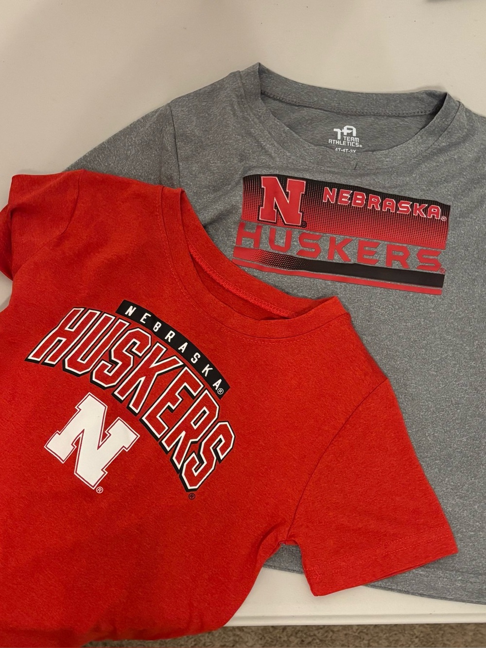 NWT Nebraska Huskers Kids 2 T-Shirts- Red and Gray 4T